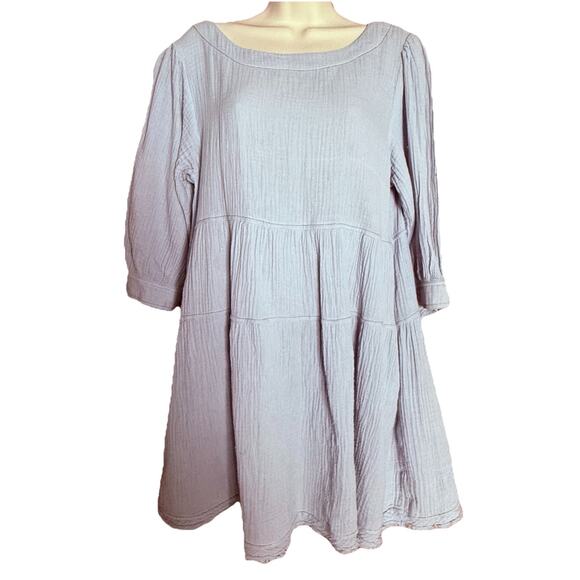 Shop The Mint Light Blue Tunic, 3/4 Sleeves, Linen/Cotton, Sz Small EUC - Picture 1 of 9